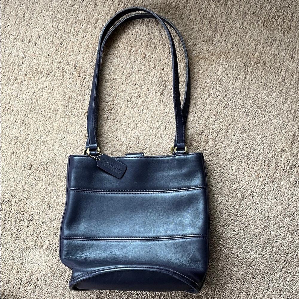 Vintage Coach Aubergine Leather Shoulder Bag